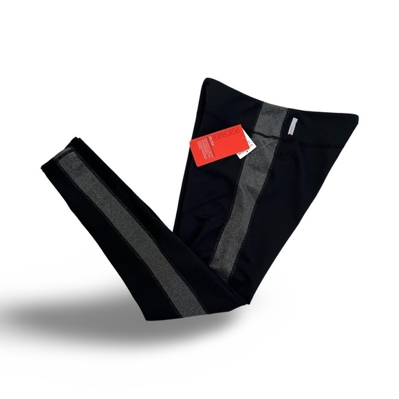 NWT Zella black leggings with metallic stripe size medium - Picture 1 of 6